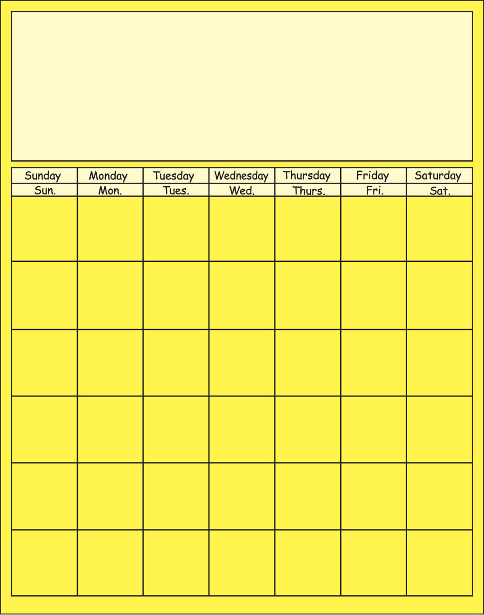Vertical Calendar - Yellow - Creative Shapes Etc.