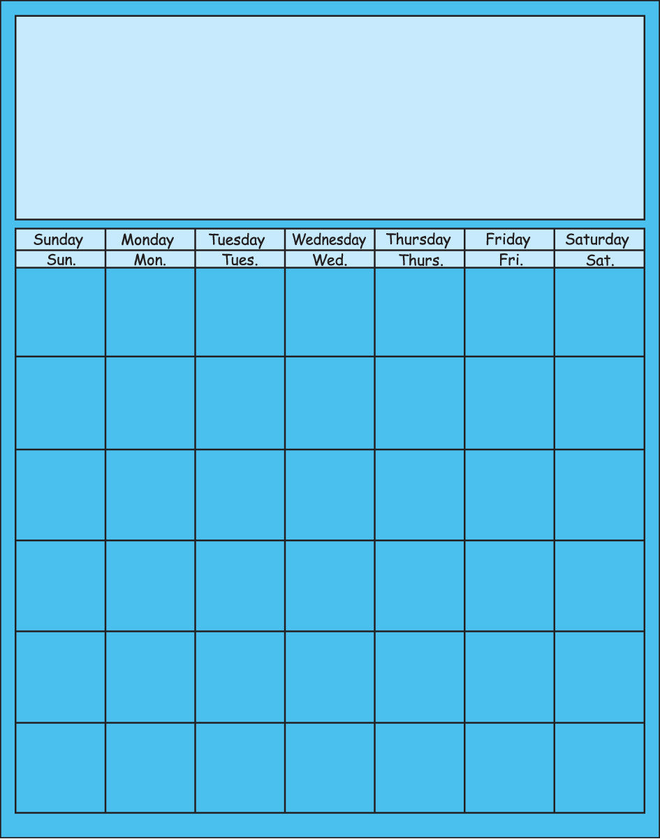 Vertical Calendar - Blue - Creative Shapes Etc.