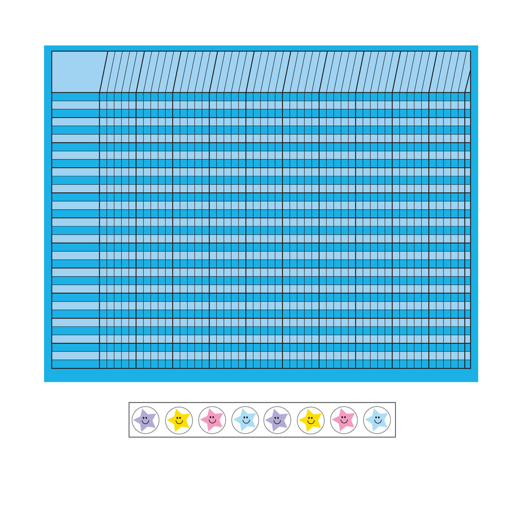 4 Piece Classroom Incentive Chart and Sticker Set - Horizontal Blue - Creative Shapes Etc.