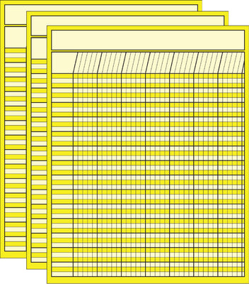 Laminated Incentive Chart - Vertical Yellow Set of 3 - Creative Shapes Etc.