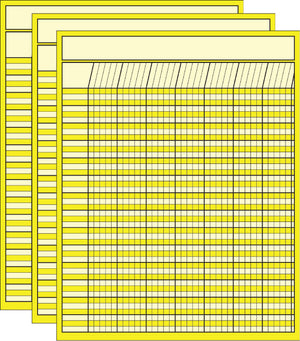 Laminated Incentive Chart - Vertical Yellow Set of 3 - Creative Shapes Etc.