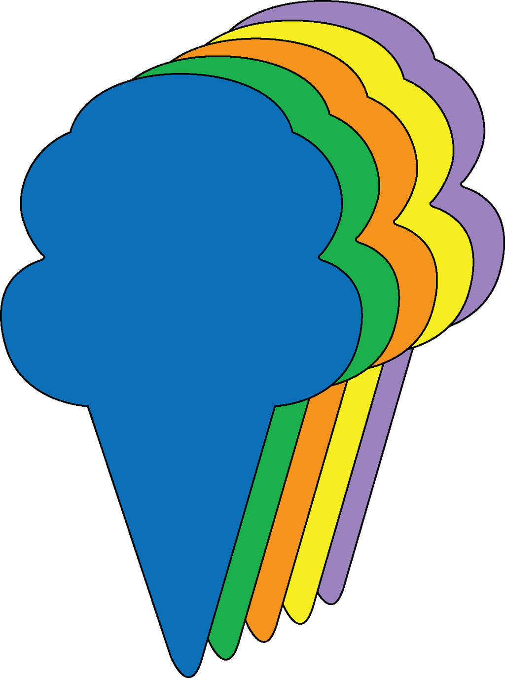 Small Assorted Color Creative Foam Cut-Outs - Ice Cream Cone