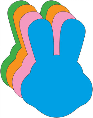 Bunny With Ears Assorted Color Creative Cut-Outs- 3” - Creative Shapes Etc.