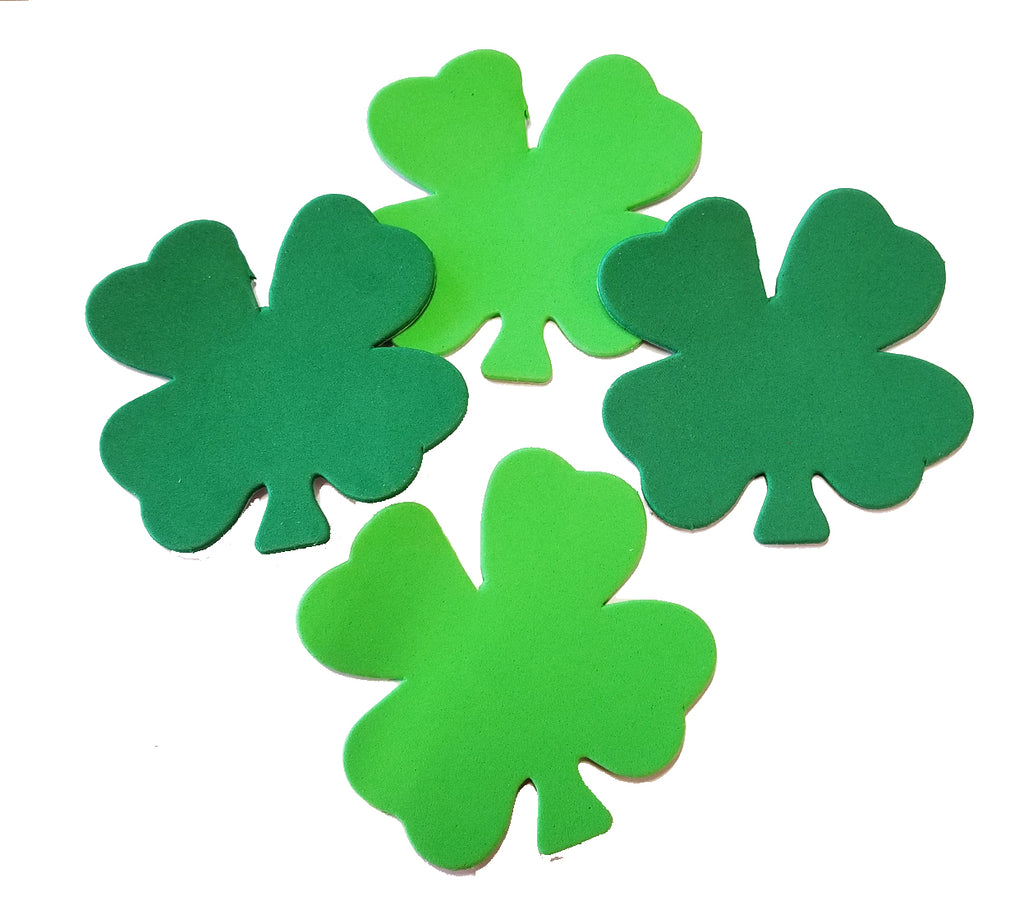 Small Assorted Color Creative Foam Cut-Outs - Assorted Green Four Leaf  Clover