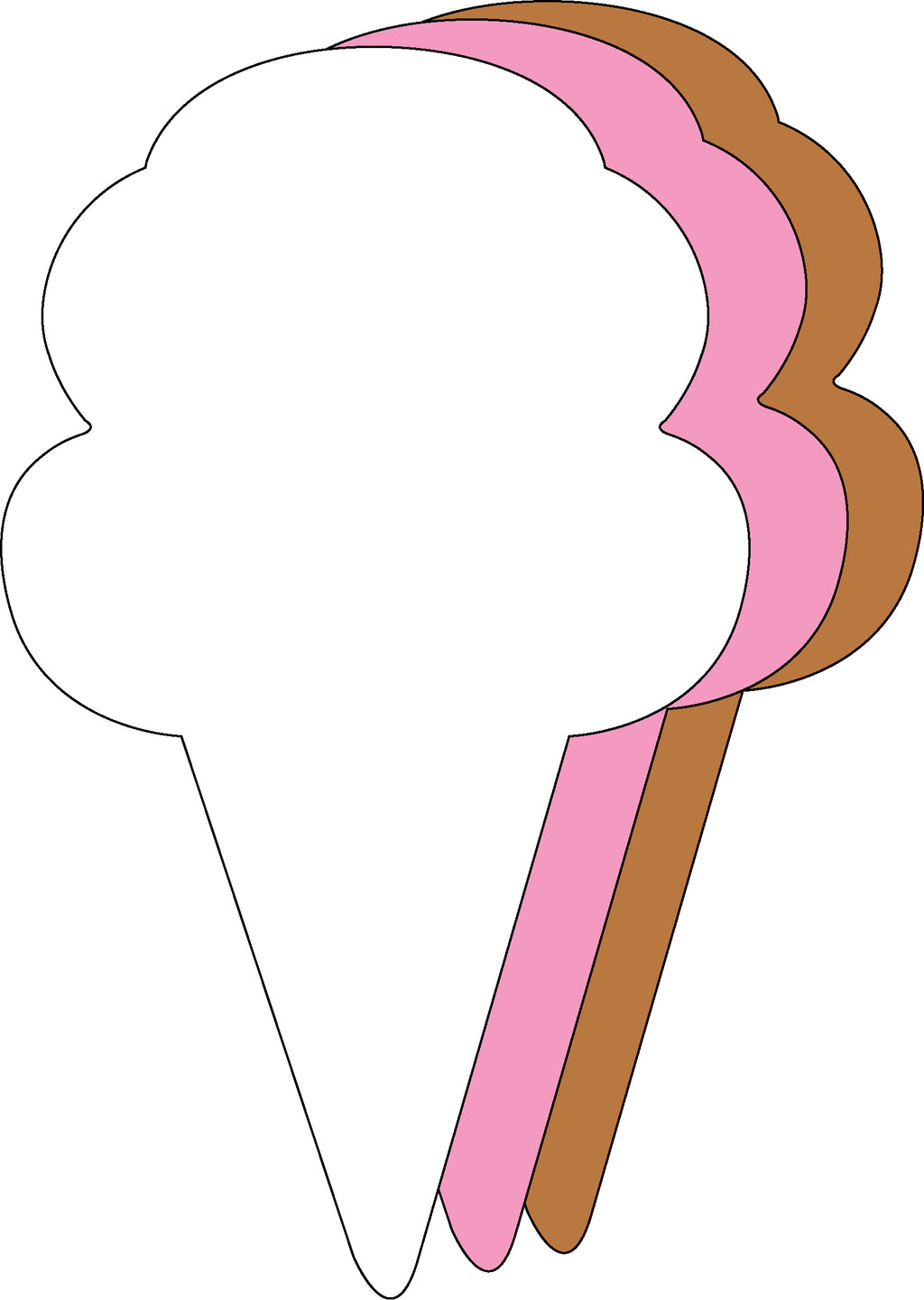 Small Neapolitan Ice Cream Cone Tri- Color Creative Cut-Outs - 3" - Creative Shapes Etc.