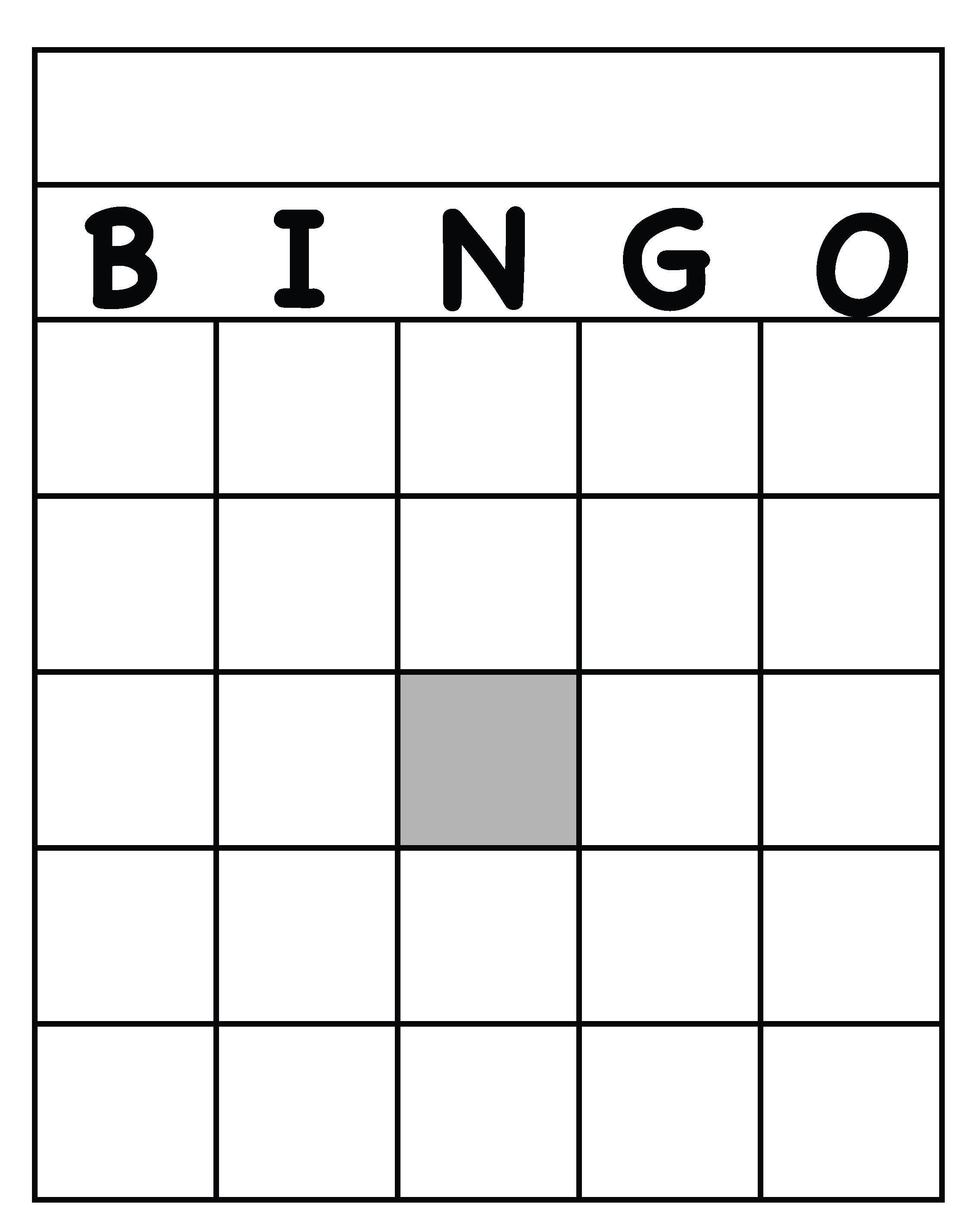 blank bingo cards word