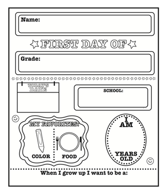 First Day of School Announcement - Black/White - Creative Shapes Etc.