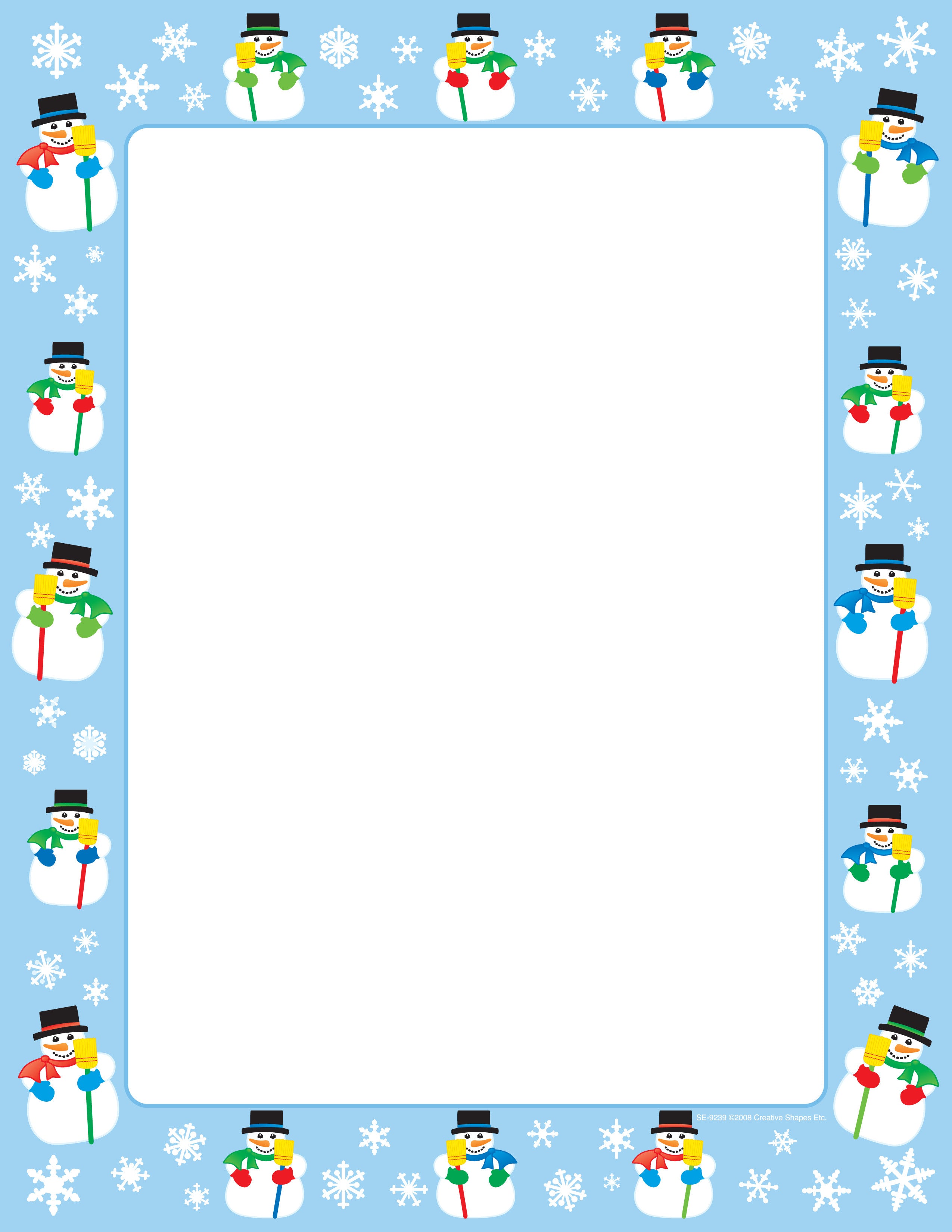 Free Snowman Border Paper