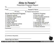 Preschool Progress Report - Notes to Parents - Creative Shapes Etc.