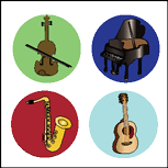 Incentive Stickers - Musical Instruments (Pack of 1728) - Creative Shapes Etc.