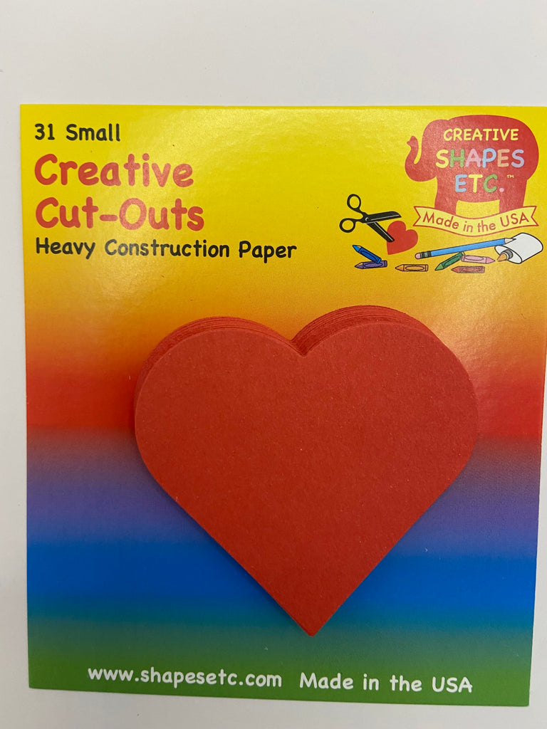 Creative Shapes Etc. - Small Single Color Construction Paper Craft Cut-out  - St. Patrick's Day Heart