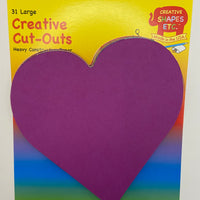 Heart Large Assorted Color Creative Cut-Outs- 5.5”